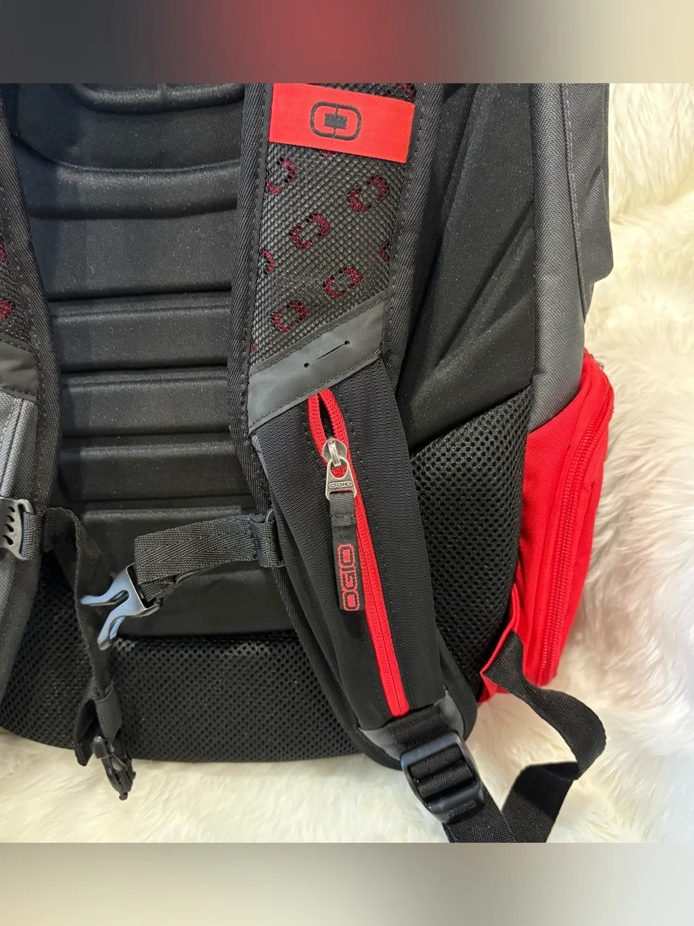 OGIO Fly Racing Bandit Backpack Gray Red Laptop School Travel Moto Gear Bag Pack